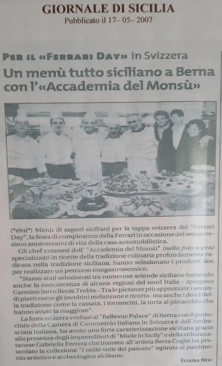 Il giornale di Sicilia parla dell'accademia del Monsu